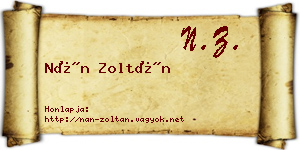 Nán Zoltán névjegykártya