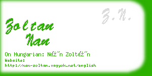 zoltan nan business card